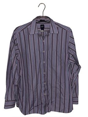 GAP Men's Purple/Blue Classic Stripe Button-Down Shirt Size Medium Made in India
